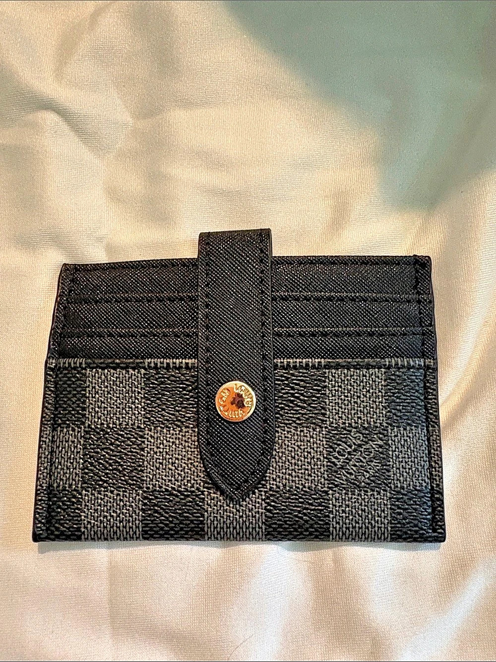 Inspired Card Holder Checkered Card Holder in Black & Gray